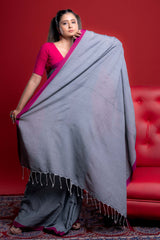 Sophisticated Grey Coloured Plain Cotton Saree