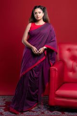 Elegant Magenta Coloured Plain Cotton Saree