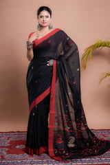 Black Mul Cotton Handloom Saree