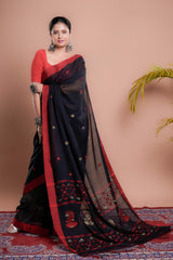 Black Mul Cotton Handloom Saree