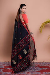 Black Mul Cotton Handloom Saree