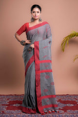 Grey Mul Cotton Handloom Saree