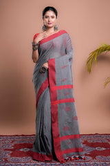 Grey Mul Cotton Handloom Saree