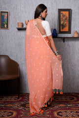 Carrot Color Mul Cotton Handloom Saree (Copy)