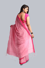 Beautiful Pink Coloured Plain Cotton Saree