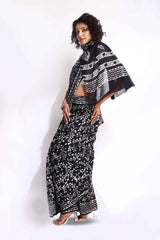 Black Munga Cotton Nice Vegetable Print Saree