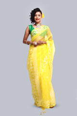 Yellow Dhakai Muslin Saree