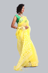 Yellow Dhakai Muslin Saree