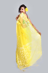 Yellow Dhakai Muslin Saree