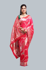 Beautiful Red Katan Banarsi Design Saree