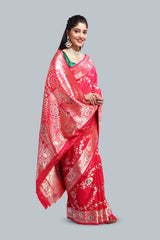 Beautiful Red Katan Banarsi Design Saree