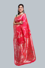 Beautiful Red Katan Banarsi Design Saree