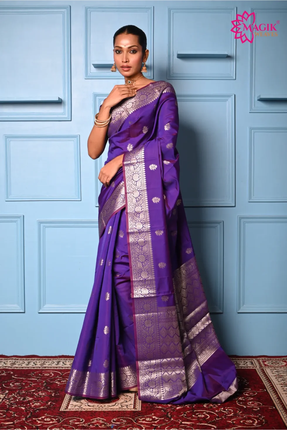 purple banarasi saree